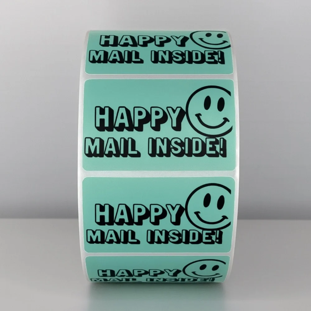 Happy Mail Inside Stickers | Smiley Face Labels for Cute Packaging & Shipping